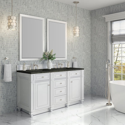 James Martin - Bristol 60" Double Vanity, Bright White, w/ 3 CM Phantome Eclos Top - 157-V60D-BW-3PHT view 3