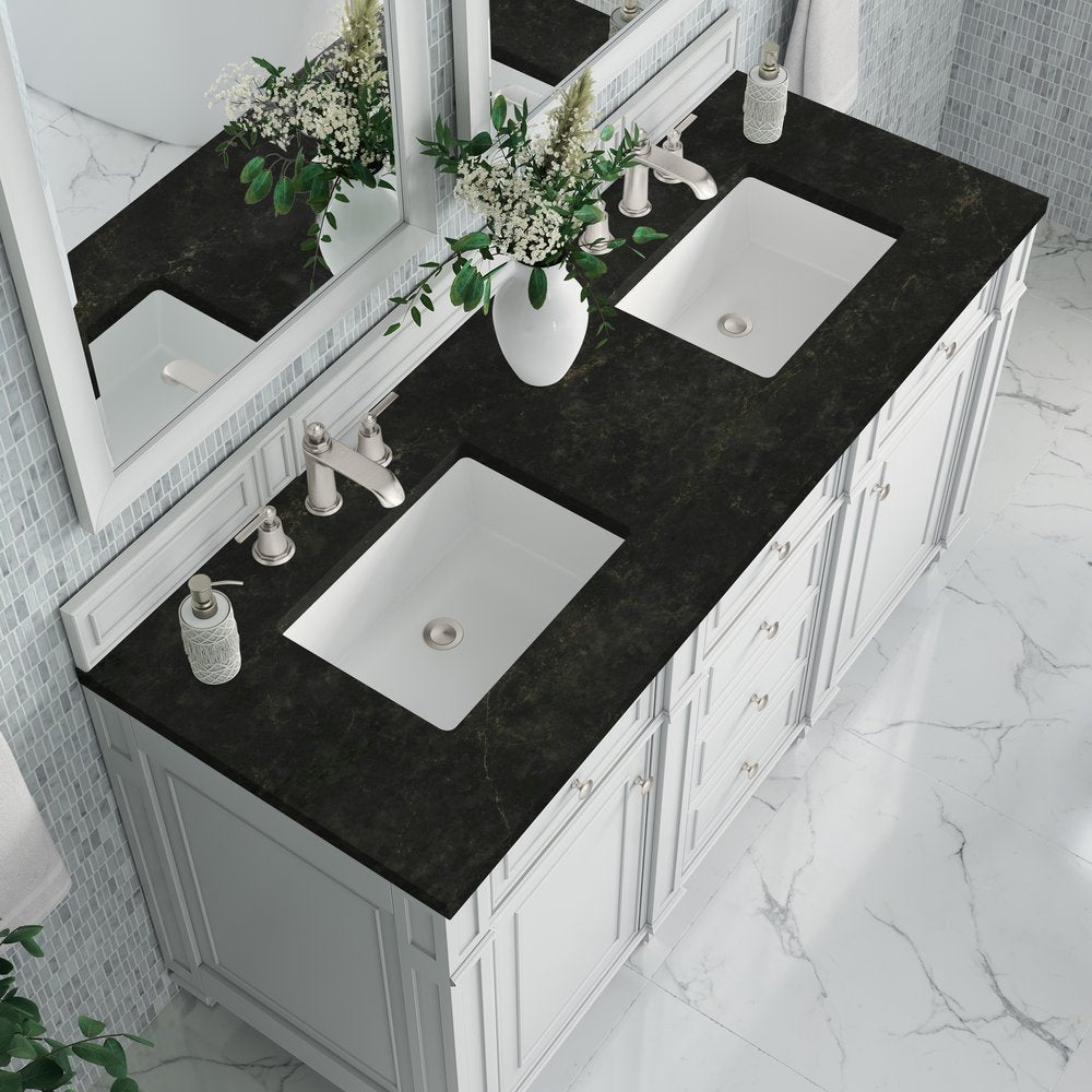 James Martin - Bristol 60" Double Vanity, Bright White, w/ 3 CM Phantome Eclos Top - 157-V60D-BW-3PHT view 5
