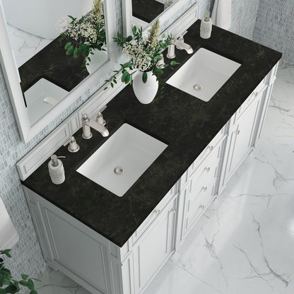 James Martin - Bristol 60" Double Vanity, Bright White, w/ 3 CM Phantome Eclos Top - 157-V60D-BW-3PHT view 5