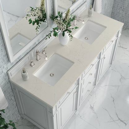James Martin - Bristol 60" Double Vanity, Bright White, w/ 3 CM Siberian Silestone Top - 157-V60D-BW-3SFR view 6