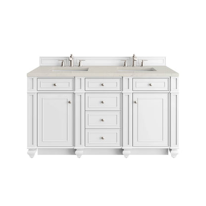 James Martin - Bristol 60" Double Vanity, Bright White, w/ 3 CM Siberian Silestone Top w/FreePower Wireless Charger - 157-V60D-BW-FSFR view 1