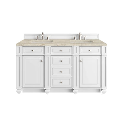 James Martin - Bristol 60" Double Vanity, Bright White, w/ 3 CM Tajnar Eclos Top - 157-V60D-BW-3TJR view 1