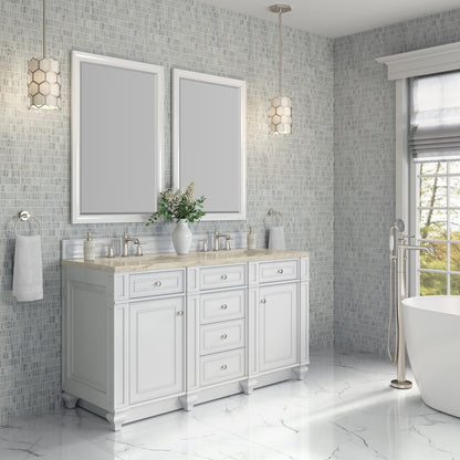 James Martin - Bristol 60" Double Vanity, Bright White, w/ 3 CM Tajnar Eclos Top - 157-V60D-BW-3TJR view 3