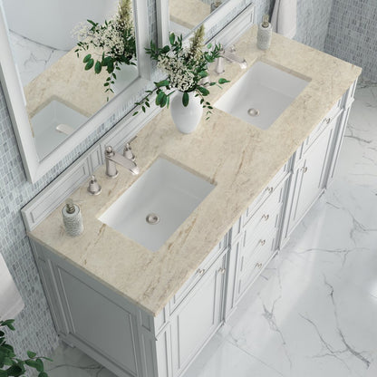 James Martin - Bristol 60" Double Vanity, Bright White, w/ 3 CM Tajnar Eclos Top - 157-V60D-BW-3TJR view 6