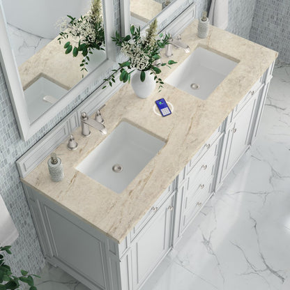 James Martin - Bristol 60" Double Vanity, Bright White, w/ 3 CM Tajnar Eclos Top w/FreePower Wireless Charger - 157-V60D-BW-FTJR view 6