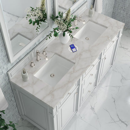 James Martin - Bristol 60" Double Vanity, Bright White w/ 3 CM Victorian Silver Silestone Top w/FreePower Wireless Charger - 157-V60D-BW-FVSL view 7