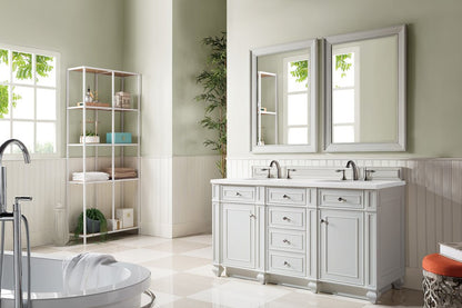 James Martin - Bristol 60" Double Vanity, Bright White w/ 3 CM White Zeus Silestone Top - 157-V60D-BW-3WZ view 2
