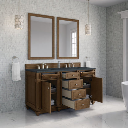 James Martin - Bristol 60" Double Vanity, Saddle Brown w/ 3 CM Charcoal Soapstone Silestone Top - 157-V60D-SBR-3CSP view 4