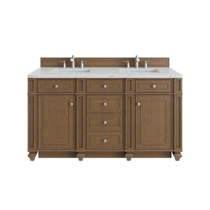 James Martin - Bristol 60" Double Vanity, Saddle Brown w/ 3 CM Ethereal Noctis Silestone Top - 157-V60D-SBR-3ENC view 1