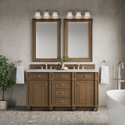 James Martin - Bristol 60" Double Vanity, Saddle Brown w/ 3 CM Ethereal Noctis Silestone Top - 157-V60D-SBR-3ENC view 2