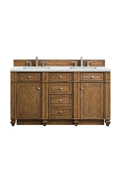 James Martin - Bristol 60" Double Vanity, Saddle Brown w/ 3 CM Ethereal Noctis Silestone Top w/FreePower Wireless Charger - 157-V60D-SBR-FENC view 1