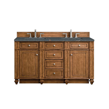 James Martin - Bristol 60" Double Vanity, Saddle Brown w/ 3 CM Parisien Bleu Silestone Top w/FreePower Wireless Charger - 157-V60D-SBR-FPBL view 1