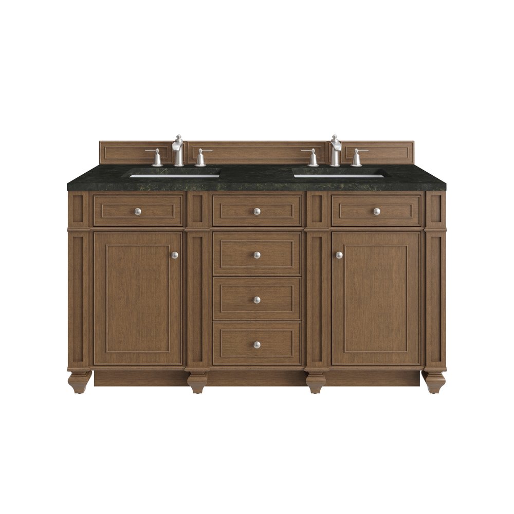 James Martin - Bristol 60" Double Vanity, Saddle Brown, w/ 3 CM Phantome Eclos Top - 157-V60D-SBR-3PHT view 1