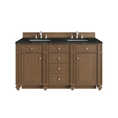 James Martin - Bristol 60" Double Vanity, Saddle Brown, w/ 3 CM Phantome Eclos Top - 157-V60D-SBR-3PHT view 1