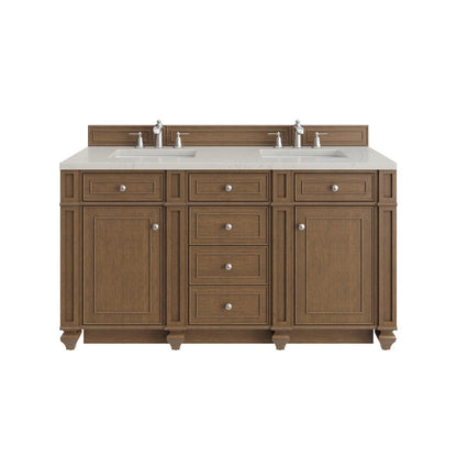 James Martin - Bristol 60" Double Vanity, Saddle Brown, w/ 3 CM Siberian Silestone Top - 157-V60D-SBR-3SFR view 1
