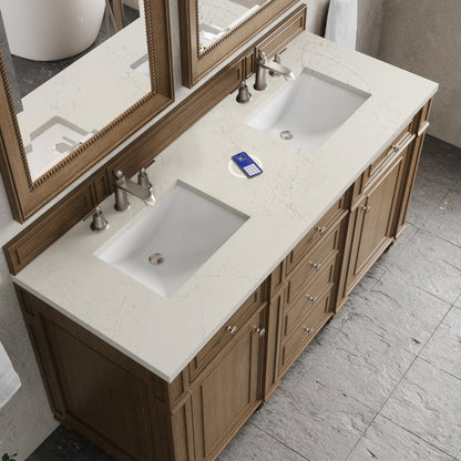 James Martin - Bristol 60" Double Vanity, Saddle Brown, w/ 3 CM Siberian Silestone Top w/FreePower Wireless Charger - 157-V60D-SBR-FSFR view 6