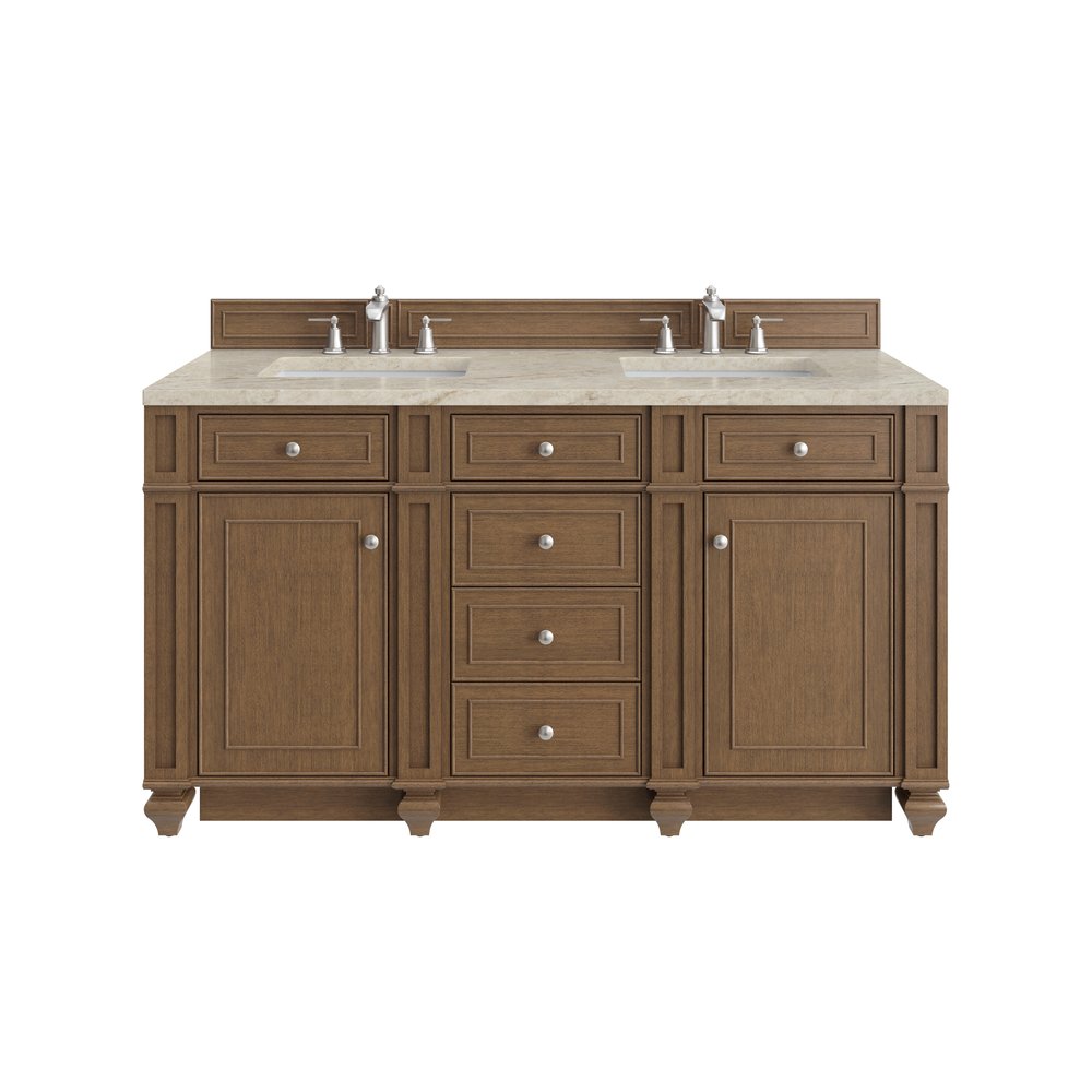 James Martin - Bristol 60" Double Vanity, Saddle Brown, w/ 3 CM Tajnar Eclos Top - 157-V60D-SBR-3TJR view 1