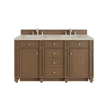James Martin - Bristol 60" Double Vanity, Saddle Brown, w/ 3 CM Tajnar Eclos Top - 157-V60D-SBR-3TJR view 1