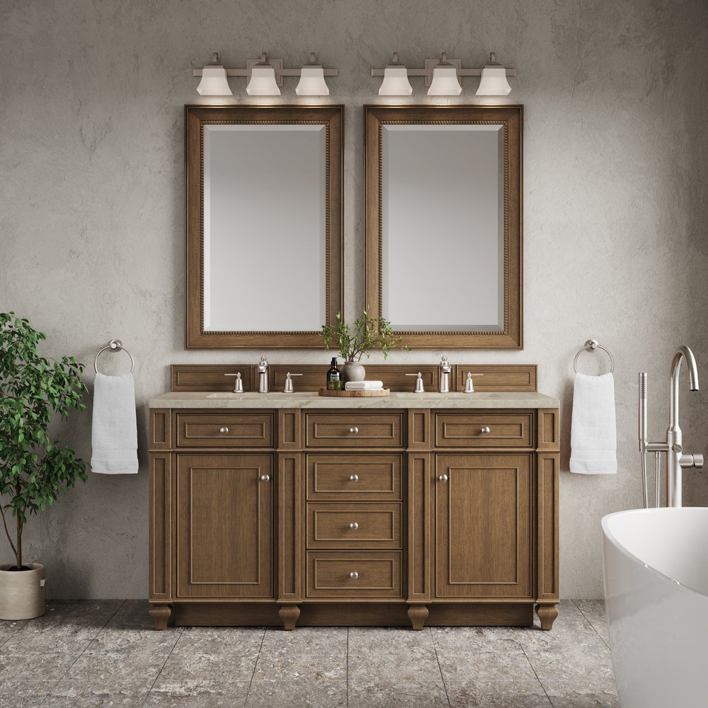 James Martin - Bristol 60" Double Vanity, Saddle Brown, w/ 3 CM Tajnar Eclos Top - 157-V60D-SBR-3TJR view 2