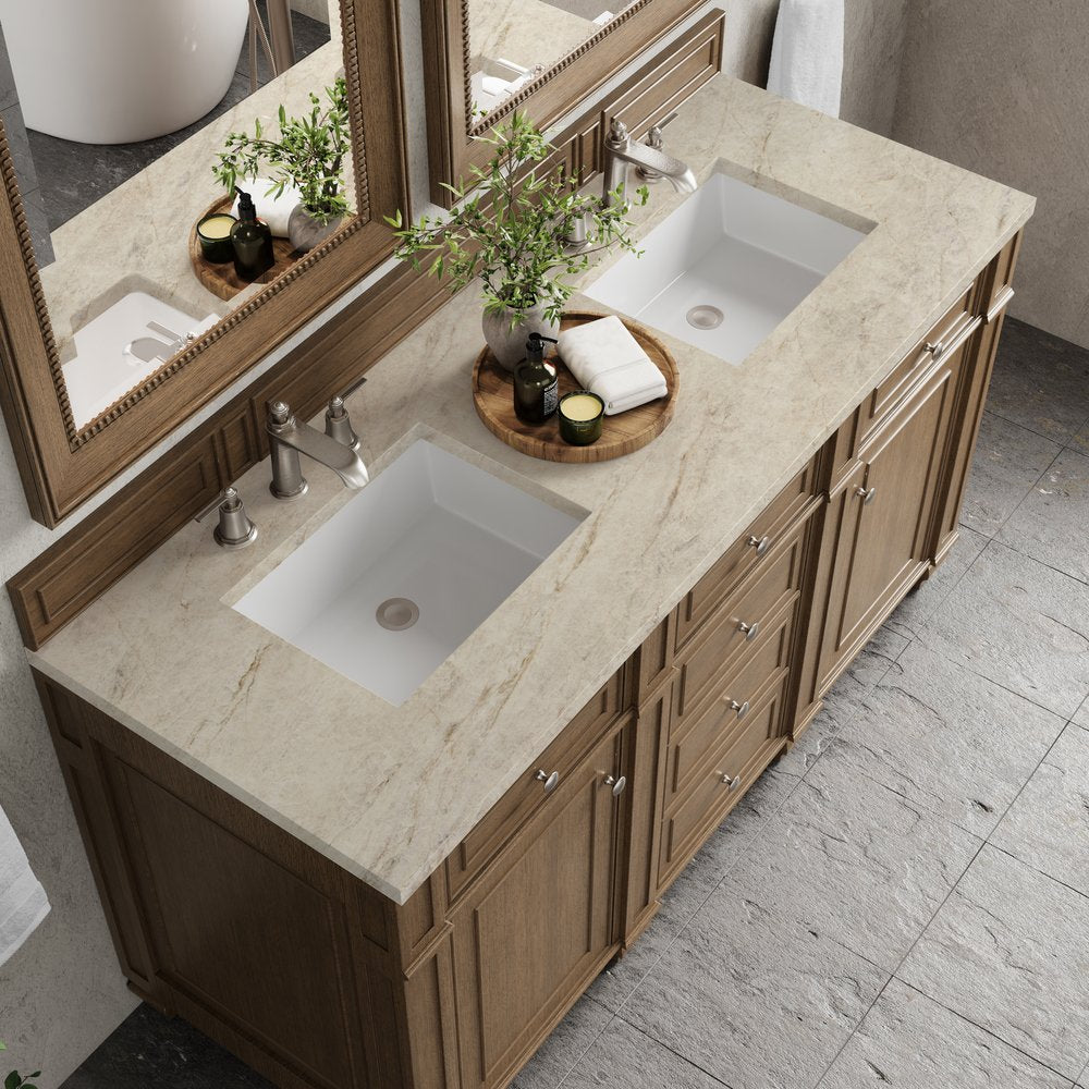 James Martin - Bristol 60" Double Vanity, Saddle Brown, w/ 3 CM Tajnar Eclos Top - 157-V60D-SBR-3TJR view 6