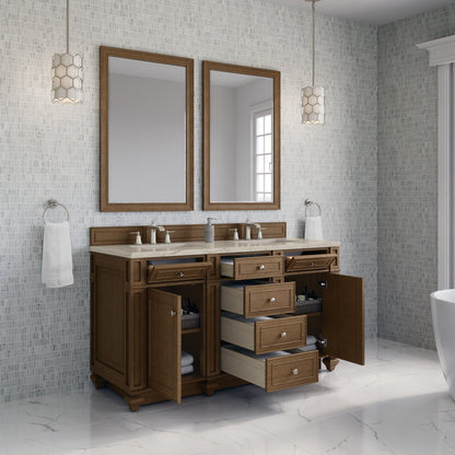 James Martin - Bristol 60" Double Vanity, Saddle Brown, w/ 3 CM Tajnar Eclos Top w/FreePower Wireless Charger - 157-V60D-SBR-FTJR view 4