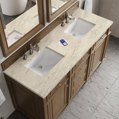 James Martin - Bristol 60" Double Vanity, Saddle Brown, w/ 3 CM Tajnar Eclos Top w/FreePower Wireless Charger - 157-V60D-SBR-FTJR view 6