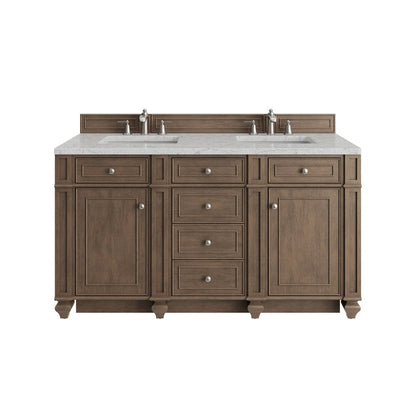 James Martin - Bristol 60" Double Vanity, Whitewashed Walnut w/ 3 CM Eternal Jasmine Pearl Silestone Top - 157-V60D-WW-3EJP view 1