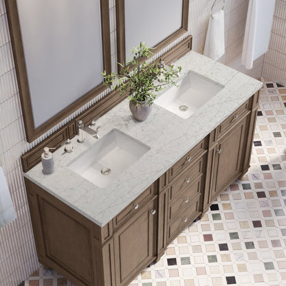 James Martin - Bristol 60" Double Vanity, Whitewashed Walnut w/ 3 CM Eternal Jasmine Pearl Silestone Top - 157-V60D-WW-3EJP view 5
