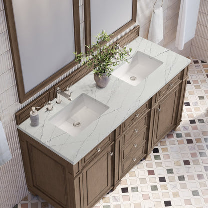 James Martin - Bristol 60" Double Vanity, Whitewashed Walnut w/ 3 CM Ethereal Noctis Silestone Top - 157-V60D-WW-3ENC view 5
