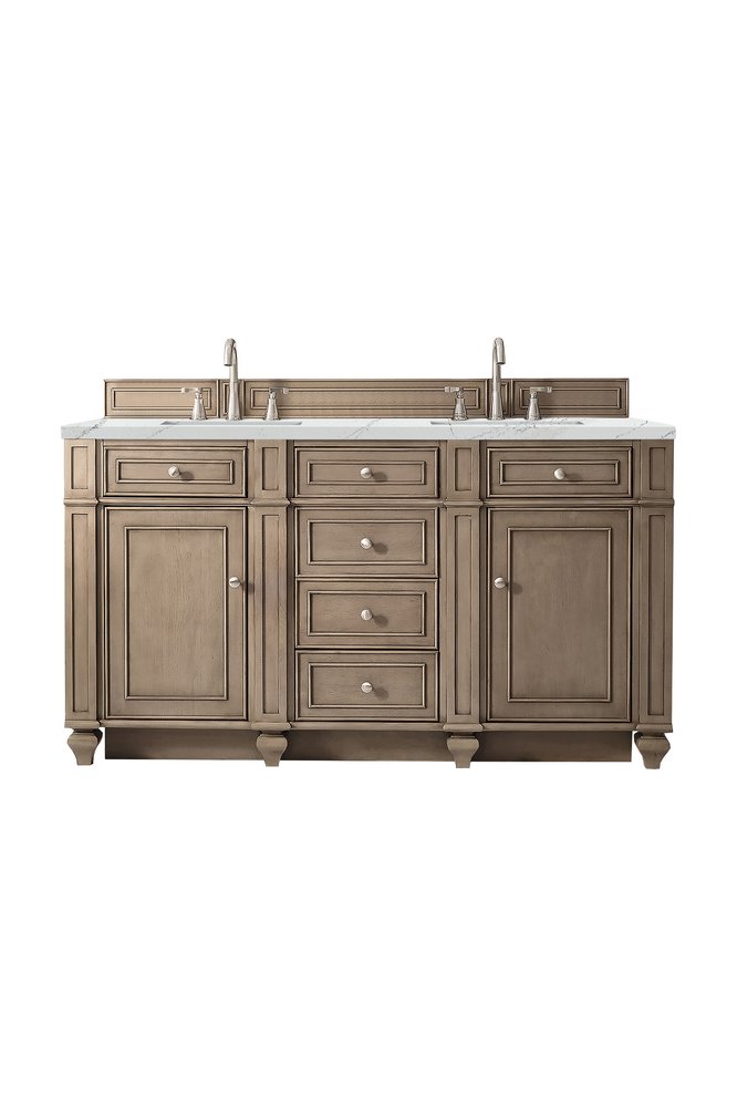 James Martin - Bristol 60" Double Vanity, Whitewashed Walnut w/ 3 CM Ethereal Noctis Silestone Top w/FreePower Wireless Charger - 157-V60D-WW-FENC view 1