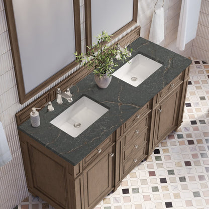 James Martin - Bristol 60" Double Vanity, Whitewashed Walnut w/ 3 CM Parisien Bleu Silestone Top - 157-V60D-WW-3PBL view 6