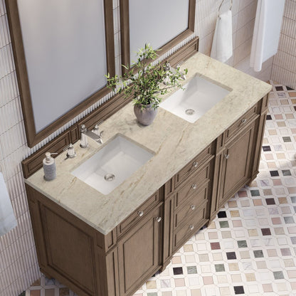 James Martin - Bristol 60" Double Vanity, Whitewashed Walnut, w/ 3 CM Tajnar Eclos Top - 157-V60D-WW-3TJR view 6