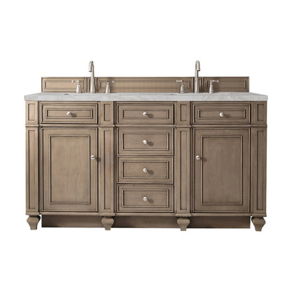 James Martin - Bristol 60" Double Vanity, Whitewashed Walnut w/ 3 CM Victorian Silver Silestone Top w/FreePower Wireless Charger - 157-V60D-WW-FVSL view 1