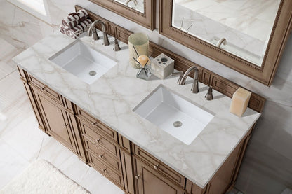 James Martin - Bristol 60" Double Vanity, Whitewashed Walnut w/ 3 CM Victorian Silver Silestone Top w/FreePower Wireless Charger - 157-V60D-WW-FVSL view 4