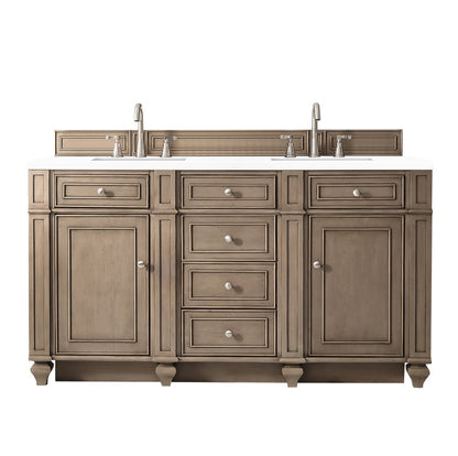 James Martin - Bristol 60" Double Vanity, Whitewashed Walnut w/ 3 CM White Zeus Silestone Top - 157-V60D-WW-3WZ view 1