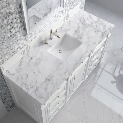 James Martin - Bristol 60" Single Vanity, Bright White w/ 3 CM Carrara Marble Top - 157-V60S-BW-3CAR view 6