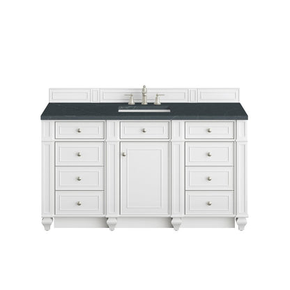James Martin - Bristol 60" Single Vanity, Bright White w/ 3 CM Charcoal Soapstone Silestone Top - 157-V60S-BW-3CSP view 1
