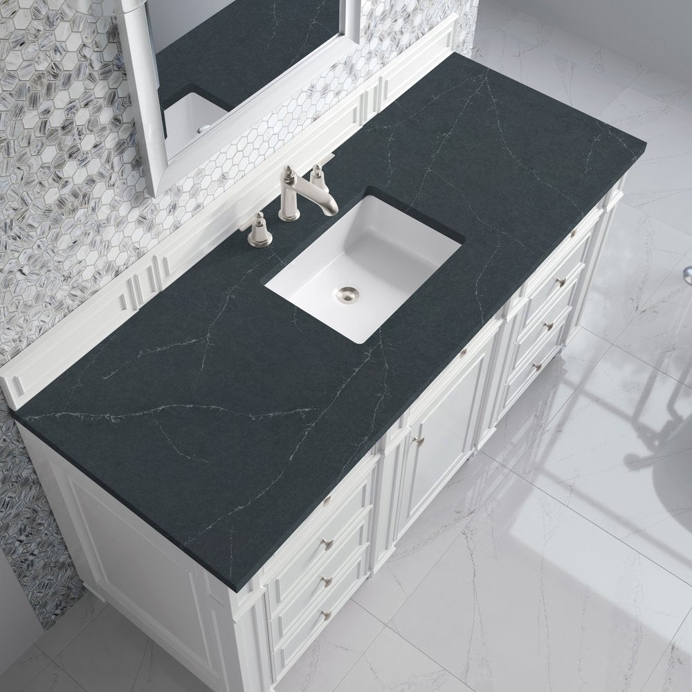 James Martin - Bristol 60" Single Vanity, Bright White w/ 3 CM Charcoal Soapstone Silestone Top - 157-V60S-BW-3CSP view 5