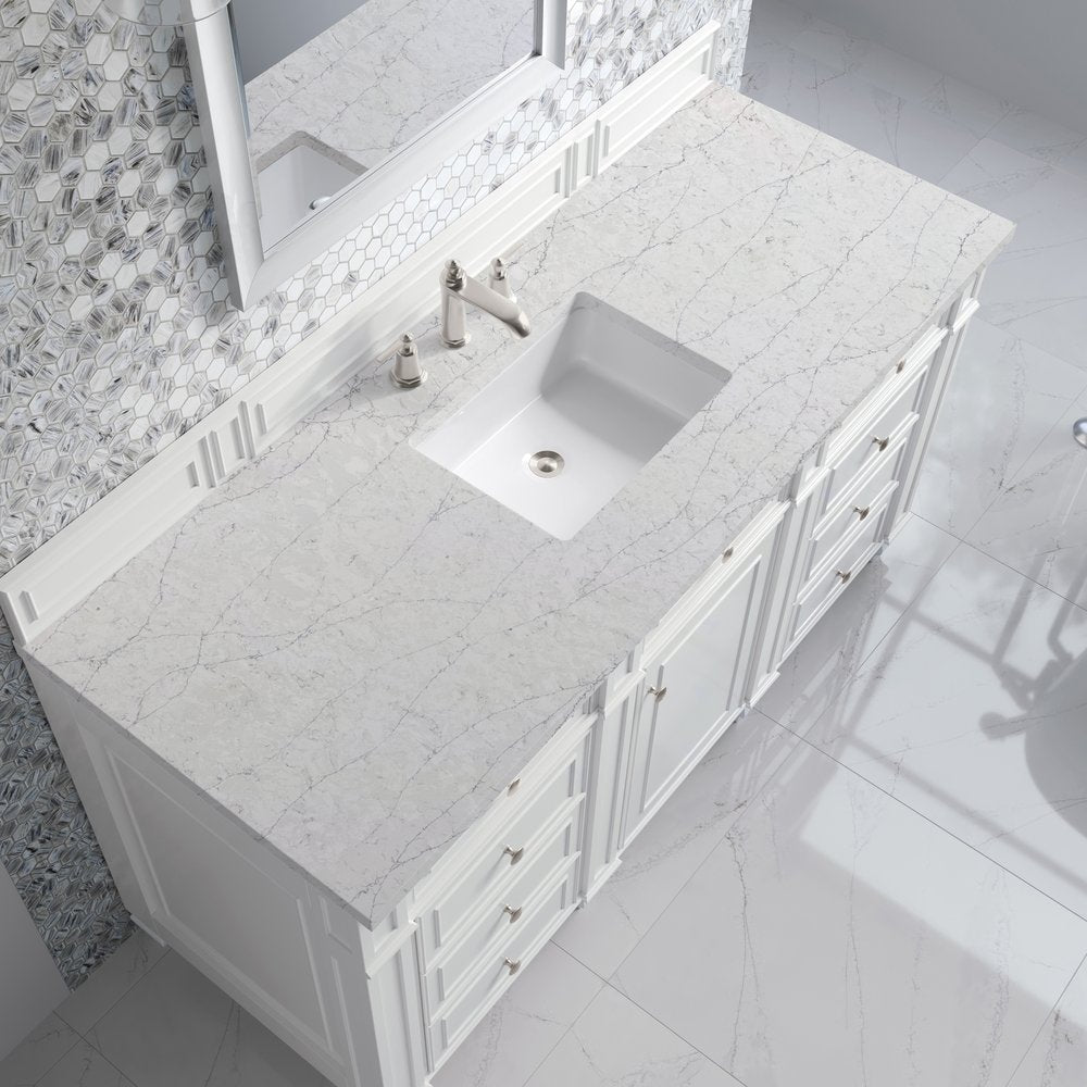 James Martin - Bristol 60" Single Vanity, Bright White w/ 3 CM Eternal Jasmine Pearl Silestone Top - 157-V60S-BW-3EJP view 5
