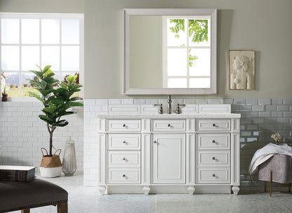 James Martin - Bristol 60" Single Vanity, Bright White w/ 3 CM Eternal Jasmine Pearl Silestone Top w/FreePower Wireless Charger - 157-V60S-BW-FEJP view 3