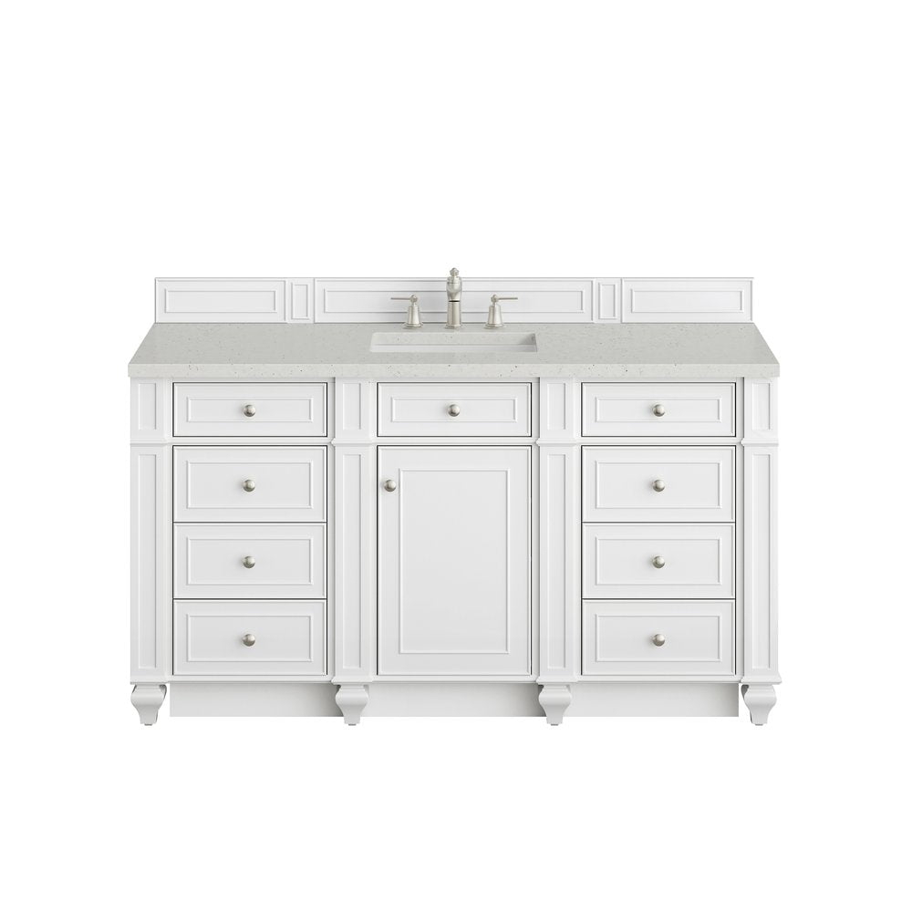 James Martin - Bristol 60" Single Vanity, Bright White w/ 3 CM Lime Delight Silestone Top - 157-V60S-BW-3LDL view 1