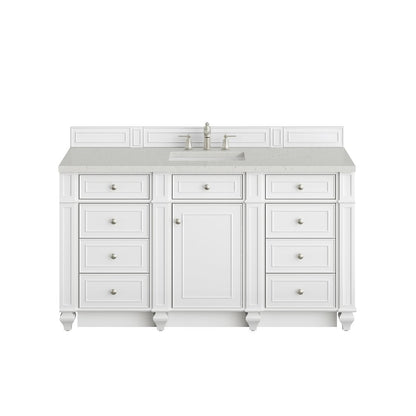 James Martin - Bristol 60" Single Vanity, Bright White w/ 3 CM Lime Delight Silestone Top - 157-V60S-BW-3LDL view 1