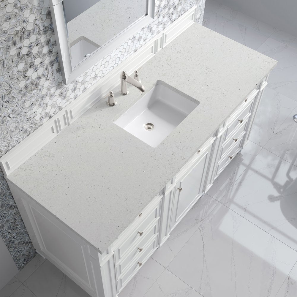 James Martin - Bristol 60" Single Vanity, Bright White w/ 3 CM Lime Delight Silestone Top - 157-V60S-BW-3LDL view 5