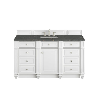 James Martin - Bristol 60" Single Vanity, Bright White w/ 3 CM Parisien Bleu Silestone Top - 157-V60S-BW-3PBL view 1