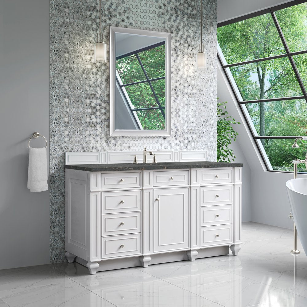 James Martin - Bristol 60" Single Vanity, Bright White w/ 3 CM Parisien Bleu Silestone Top - 157-V60S-BW-3PBL view 3