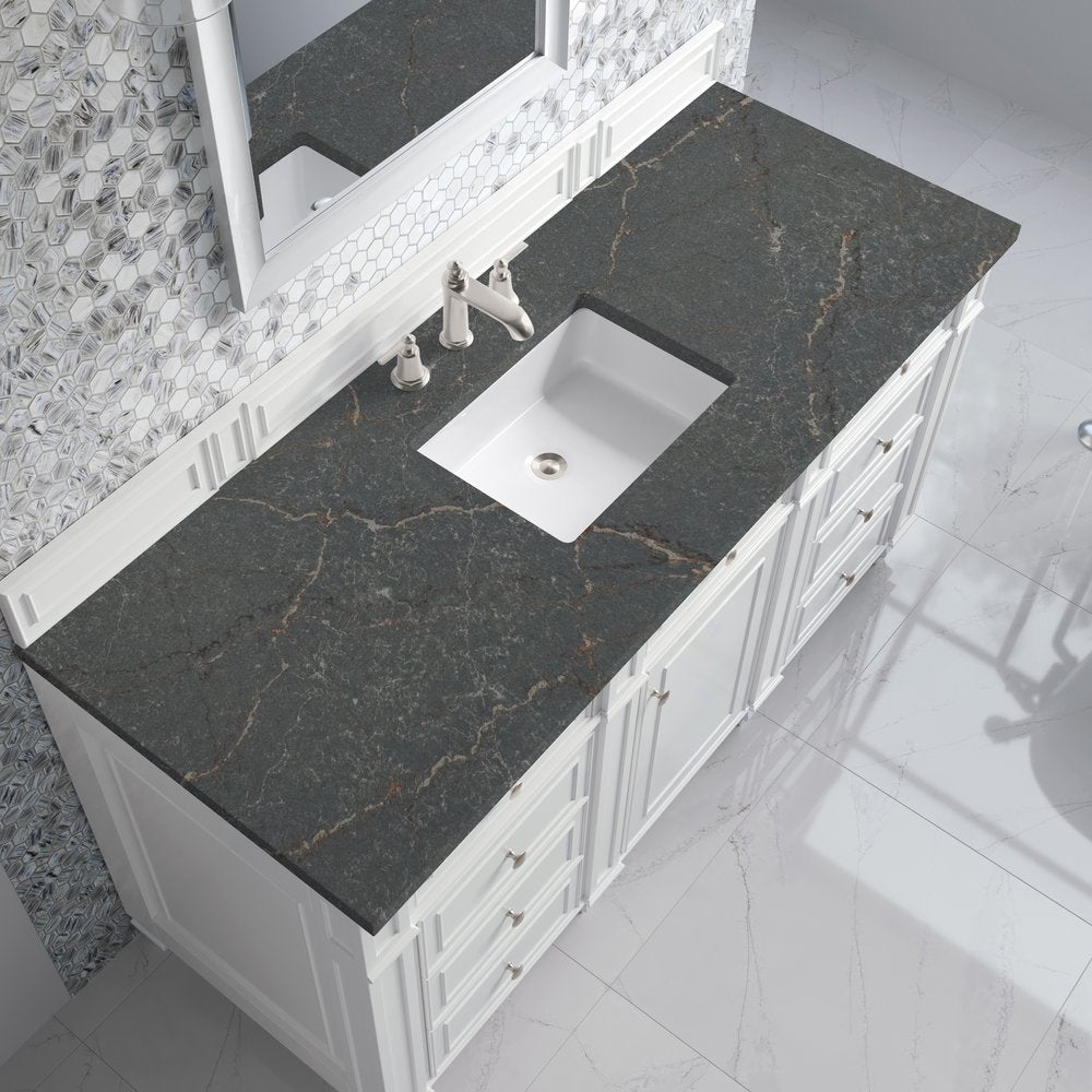 James Martin - Bristol 60" Single Vanity, Bright White w/ 3 CM Parisien Bleu Silestone Top - 157-V60S-BW-3PBL view 5