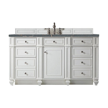 James Martin - Bristol 60" Single Vanity, Bright White w/ 3 CM Parisien Bleu Silestone Top w/FreePower Wireless Charger - 157-V60S-BW-FPBL view 1