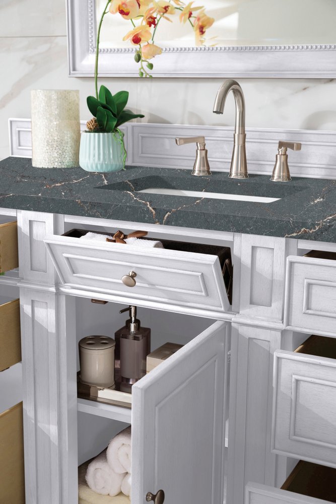 James Martin - Bristol 60" Single Vanity, Bright White w/ 3 CM Parisien Bleu Silestone Top w/FreePower Wireless Charger - 157-V60S-BW-FPBL view 5