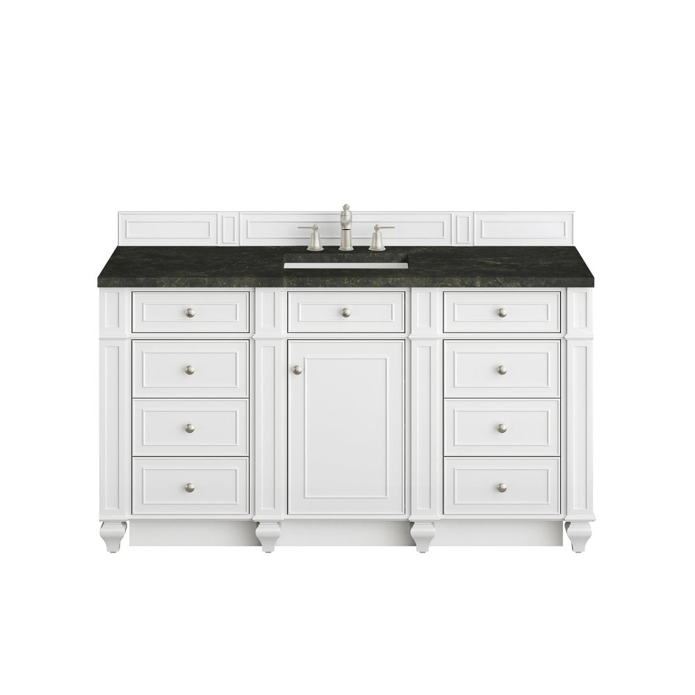 James Martin - Bristol 60" Single Vanity, Bright White, w/ 3 CM Phantome Eclos Top - 157-V60S-BW-3PHT view 1