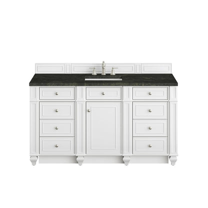 James Martin - Bristol 60" Single Vanity, Bright White, w/ 3 CM Phantome Eclos Top - 157-V60S-BW-3PHT view 1